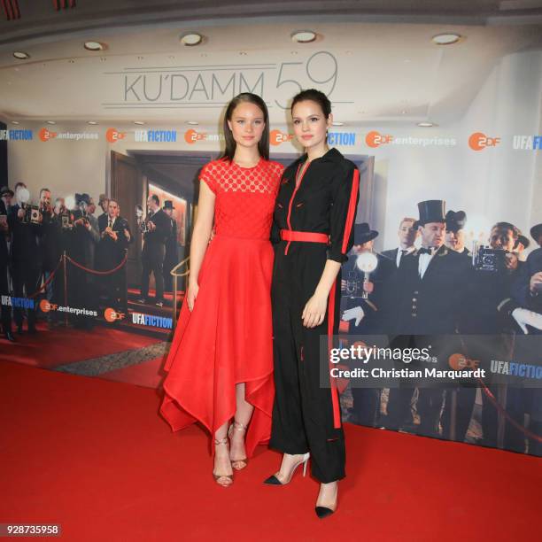 Sonja Gerhardt and Emilia Schuele attends the premiere of 'Ku'damm 59' at Cinema Paris on March 7, 2018 in Berlin, Germany.