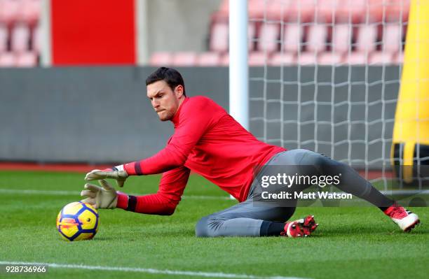 Alex McCarthy during a Southampton FC training session at St Marys stadium on March 7, 2018 in Southampton, England.