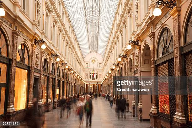 shopping gallery - belgium street stock pictures, royalty-free photos & images