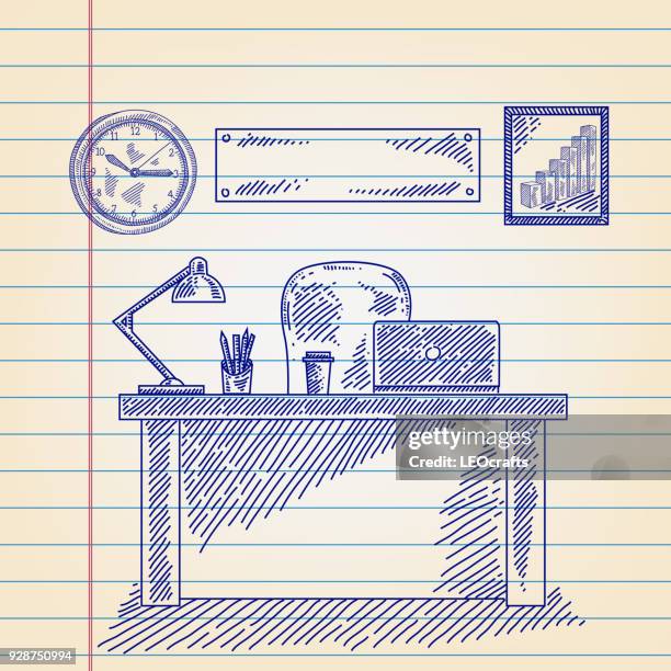 Visual Workplace Drawing Work Place Drawing On Lined Paper High-Res Vector Graphic - Getty Images