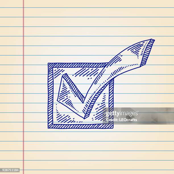 right mark drawing on lined paper - tick insect stock illustrations