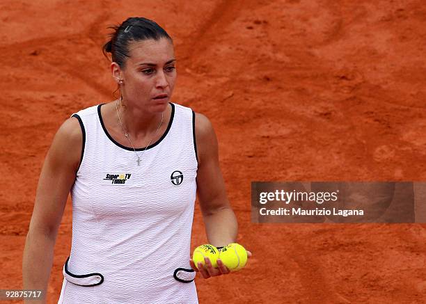 Flavia Pennetta of Italy during her match against Alexa Glatch of USA at the Final of the Fed Cup World Group between Italy and the USA at Circolo...