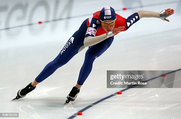 Marianne Timmer of Netherlands competes in the women 500 m - Division A race during the Essent ISU World Cup Speed Skating on November 7, 2009 in...