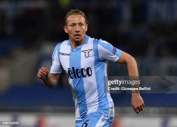 Lucas Leiva of SS Lazio in action during UEFA Europa League Round of 32 match between Lazio and Steaua Bucharest at the Stadio Olimpico on February...