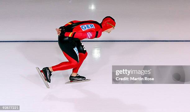 Marco Weber of Germany competes in the men 5000 m - Division A race during the Essent ISU World Cup Speed Skating on November 7, 2009 in Berlin,...