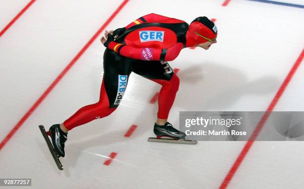 Marco Weber of Germany competes in the men 5000 m - Division A race during the Essent ISU World Cup Speed Skating on November 7, 2009 in Berlin,...