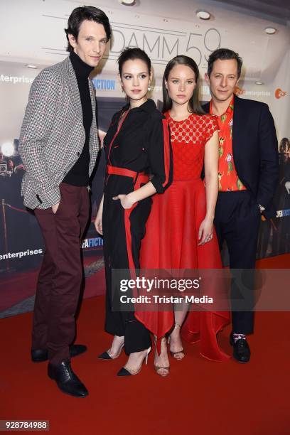 Sabin Tambrea, Emilia Schuele, Sonja Gerhardt and Trystan Puetter during the premiere of 'Ku'damm 59' at Cinema Paris on March 7, 2018 in Berlin,...