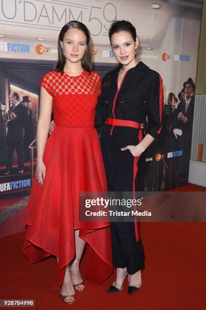 Sonja Gerhardt and Emilia Schuele during the premiere of 'Ku'damm 59' at Cinema Paris on March 7, 2018 in Berlin, Germany.