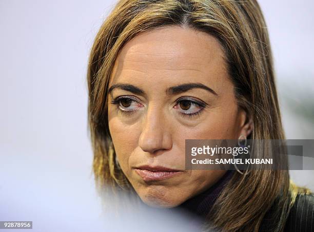 Spain's Defense Minister Carme Chacon Piqueras gives a short speech during an Informal Meeting of NATO Defence Ministers on October 23, 2009 in...