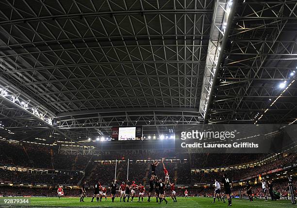 General view of play during the Invesco Perpetual Series Match between Wales and New Zealand at The Millennium Stadium on November 7, 2009 in...