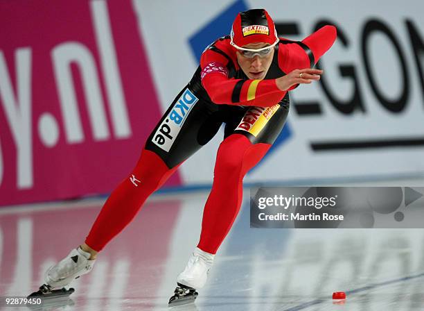 Anni Friesinger Postma of Germany competes in the women's 1000 m - Division A race during the Essent ISU World Cup Speed Skating on November 7, 2009...