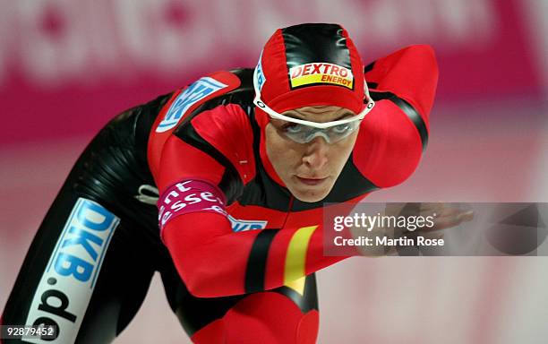 Anni Friesinger Postma of Germany competes in the women's 1000 m - Division A race during the Essent ISU World Cup Speed Skating on November 7, 2009...