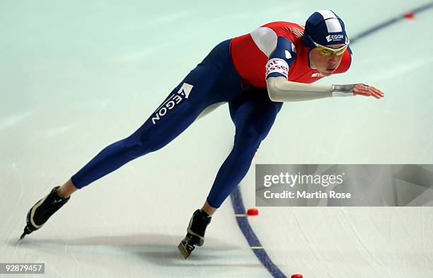 Marianne Timmer of Netherlands competes in the women's 1000 m - Division A race during the Essent ISU World Cup Speed Skating on November 7, 2009 in...