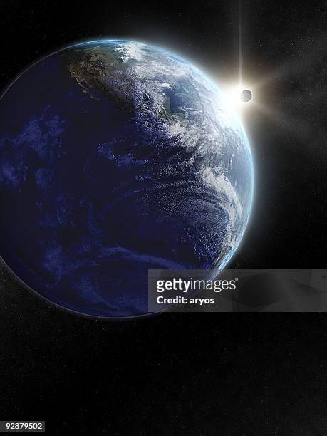 earth and moon from space - earth from space stock pictures, royalty-free photos & images