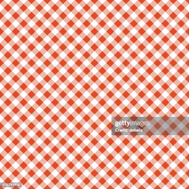 orange tablecloth argyle pattern - gingham stock illustrations
