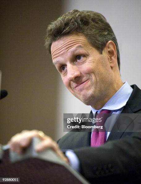 Tim Geithner Timothy Geithner, U.S. treasury secretary, gestures during his press ...