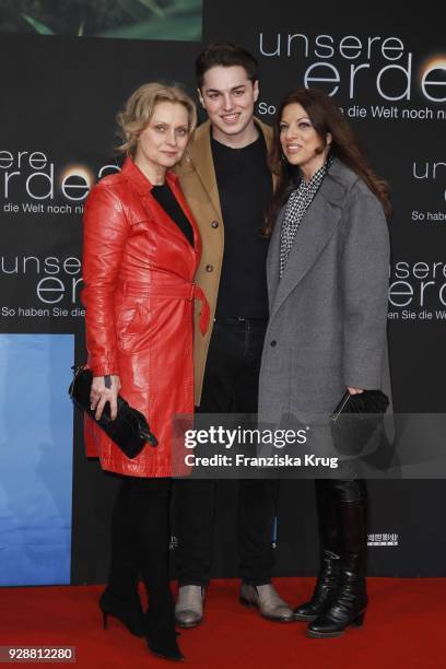 Catherine Flemming, David Zechbauer and Alice Brauner during the 'Unsere Erde 2' premiere at Zoo Palast on March 7, 2018 in Berlin, Germany.