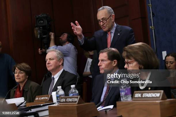 Senate Democrats Sen. Amy Klobuchar , Sen. Chris Van Hollen , Senate Minority Leader Charles Schumer , Sen. Richard Blumenthal and Sen. Dianne...