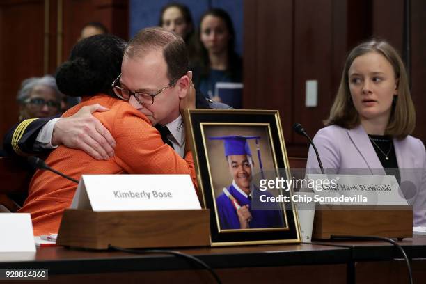 Kim Bose , mother of murdered Hampton University student Joseph Bose, is embraced by Prince George's County Police Chief Hank Stawinski as Oregon...