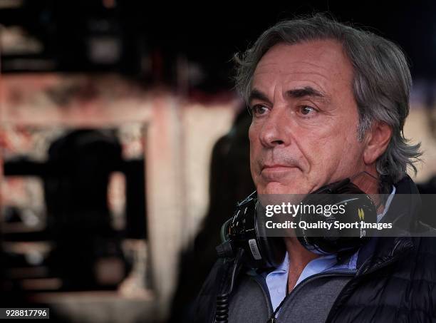 Winner of 2018 Dakar Rally, Carlos Sainz of Spain during day two of F1 Winter Testing at Circuit de Catalunya on March 7, 2018 in Montmelo, Spain.