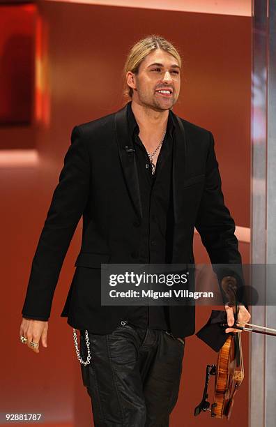 Violinist David Garrett attends the 'Wetten dass...?' show at the Volkswagenhalle on November 7, 2009 in Braunschweig, Germany.