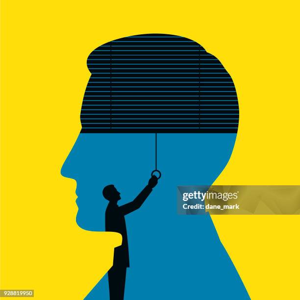 blindfolded man illustration - fit man stock illustrations