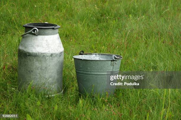 milk canister & pail - milk pail stock pictures, royalty-free photos & images