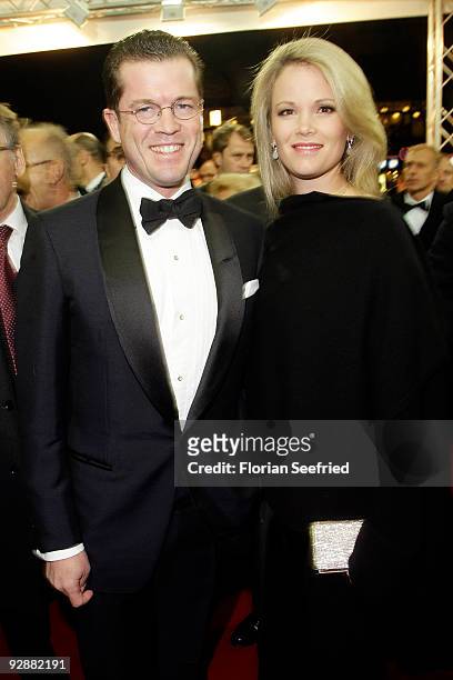 German Defence Minister Karl-Theodor zu Guttenberg and wife Stephanie zu Guttenberg attend the '16th Aids Gala' at Deutsche Oper on November 7, 2009...