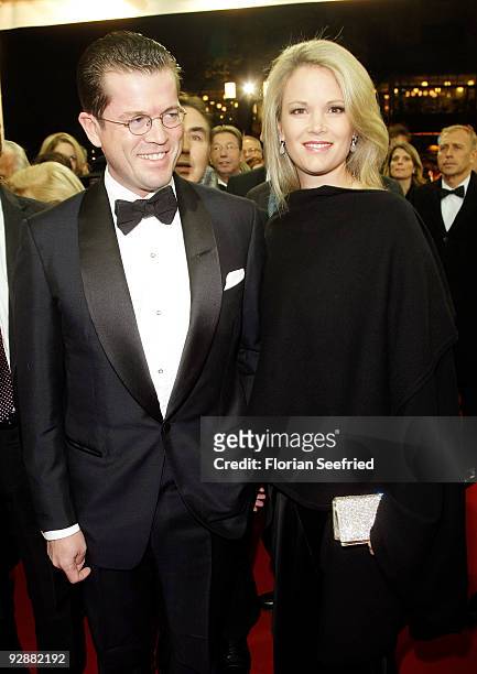 German Defence Minister Karl-Theodor zu Guttenberg and wife Stephanie zu Guttenberg attend the '16th Aids Gala' at Deutsche Oper on November 7, 2009...