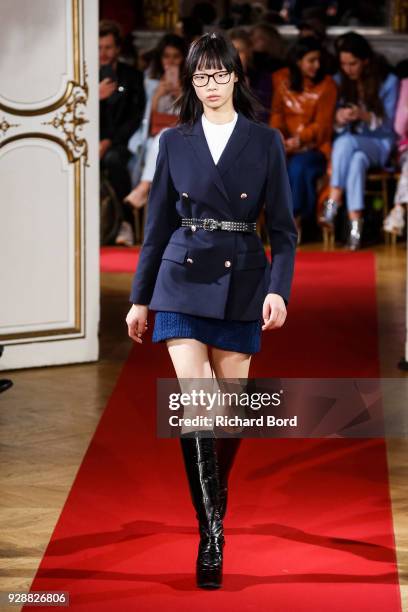 Model walks the runway during the Paul & Joe show as part of the Paris Fashion Week Womenswear Fall/Winter 2018/2019 on March 06, 2018 in Paris,...