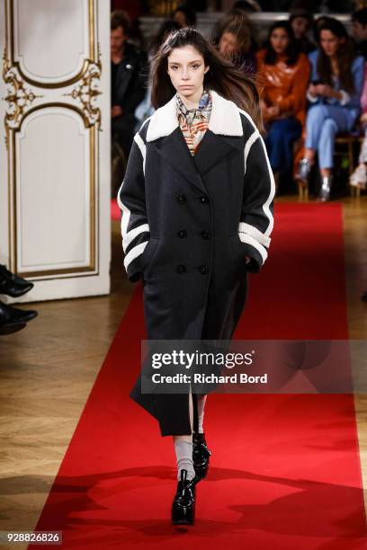 Model walks the runway during the Paul & Joe show as part of the Paris Fashion Week Womenswear Fall/Winter 2018/2019 on March 06, 2018 in Paris,...