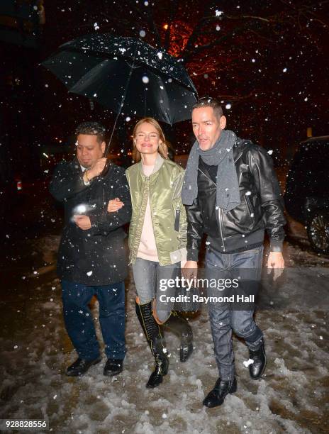 Actress Kate Bosworth and Michael Polish are seen walking in Soho in Snow on March 7, 2018 in New York City.