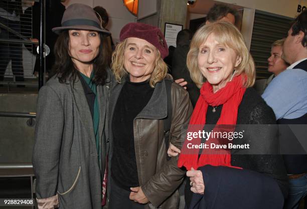 Kate Fleetwood, Sinead Cusack and Pamela Miles attend the press night after party for "Summer And Smoke" at The Almeida Theatre on March 7, 2018 in...