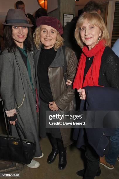 Kate Fleetwood, Sinead Cusack and Pamela Miles attend the press night after party for "Summer And Smoke" at The Almeida Theatre on March 7, 2018 in...