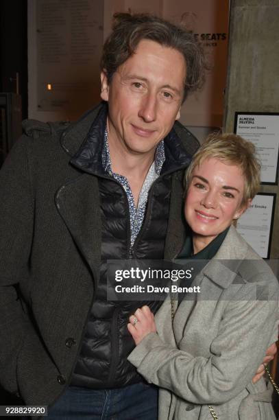Nicholas Rowe and Victoria Hamilton attend the press night after party for "Summer And Smoke" at The Almeida Theatre on March 7, 2018 in London,...