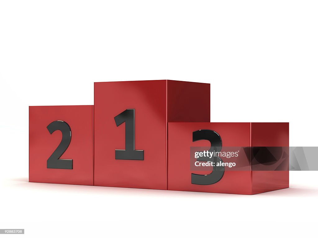 Blocks of red podium with numbers written on them