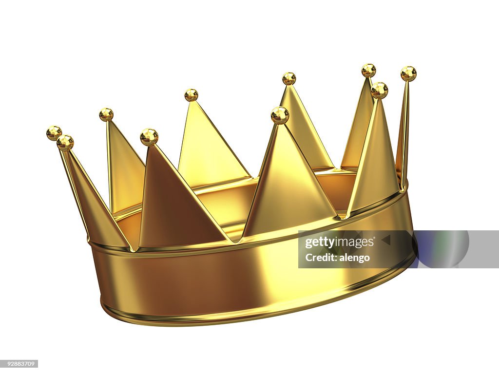 A golden crown with ten points 