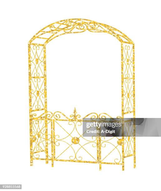 stockillustraties, clipart, cartoons en iconen met golden garden ingang - private property