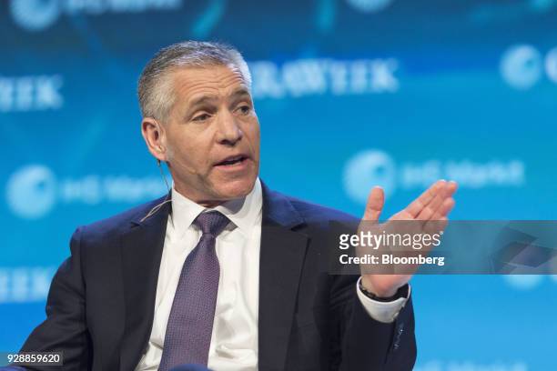 Russ Girling, president and chief executive officer of TransCanada Corp., speaks during the 2018 CERAWeek by IHS Markit conference in Houston, Texas,...