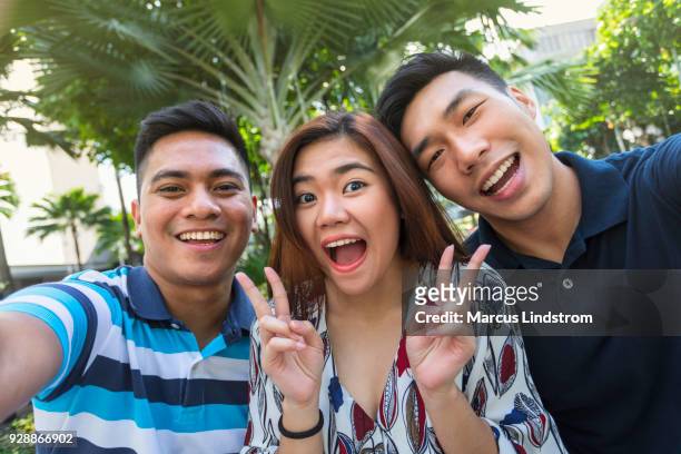 happy selfie with friends - philippines friends stock pictures, royalty-free photos & images