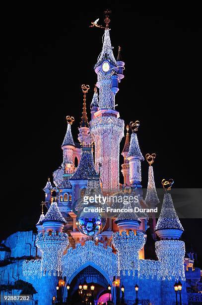 General view of the Sleeping Beauty Castle during the Disneyland Magic Christmas Season Launch at Disneyland Resort Paris on November 7, 2009 in...