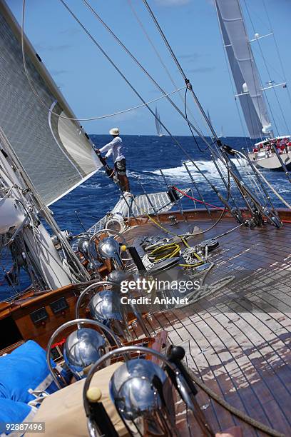 unforgettible experience of sailing - pully stock pictures, royalty-free photos & images