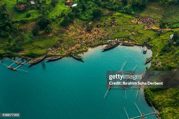 detailed view of fishing boats in rwanda - rwanda stock pictures, royalty-free photos & images