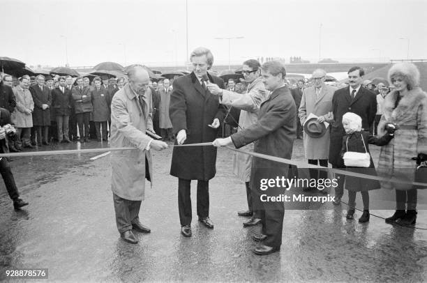 Official Opening of M4 Motorway by Conservative Junior Minister Michael Heseltine, Member of Parliament for Tavistock, 28th December 1971. With the...