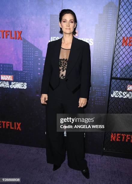 Carrie-Anne Moss attends Netflix's 'Marvel's Jessica Jones' Season 2 Premiere at AMC Loews Lincoln Square on March 7, 2018 in New York. / AFP PHOTO /...