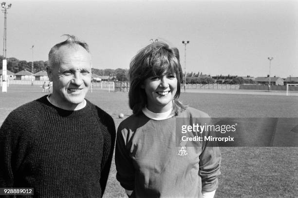 Pop singer Cilla Black and comedian Jimmy Tarbuck paid a visit to the training ground of Liverpool Football Club at Melwood, West Derby to film a...