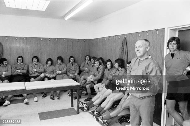 Liverpool manager Bill Shankly takes charge of a training session as the team are recalled for preseason training at Melwood, 11th July 1972.