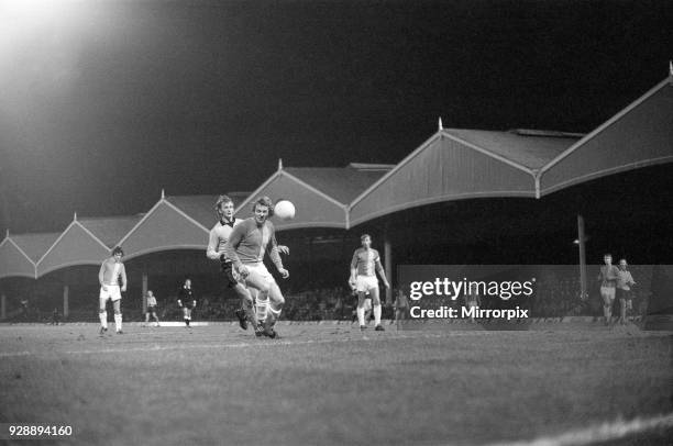 Wolves 4-1 Lokomotive Leipzig, UEFA Cup 2nd leg, match at Molineux Stadium, Wednesday 7th November 1973. Match drawn 4-4 on aggregate. Loko Leipzig...