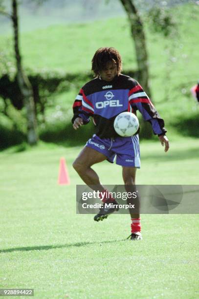 French Squad Training at Haydon Bridge High School in Northumberland, 9th June 1996. Christian Karembeu.