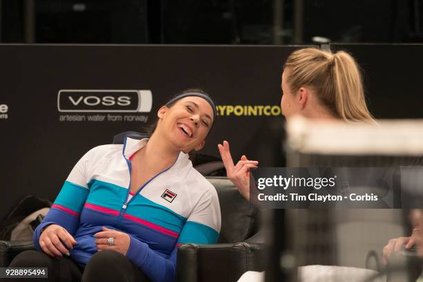 Marion Bartoli of France and Elina Svitolina of the Ukraine during the Tie Break Tens Tennis Tournament at Madison Square Garden on March 5, 2018 New...